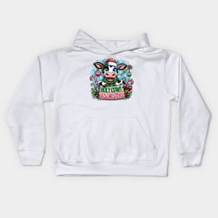 Christmas Cheer Cow Tee: Festive Farmyard Fun Kids Hoodie